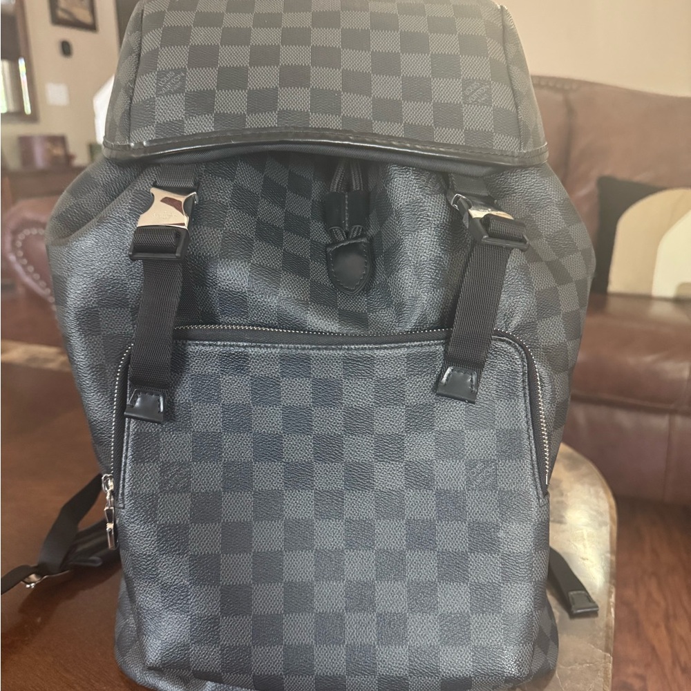 Checkered Black Backpack